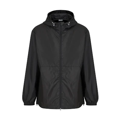Emporio Armani EA7 SS24 Logo Print Zip Hoodie Jacket Black 3DPB01-PNFHZ-1200