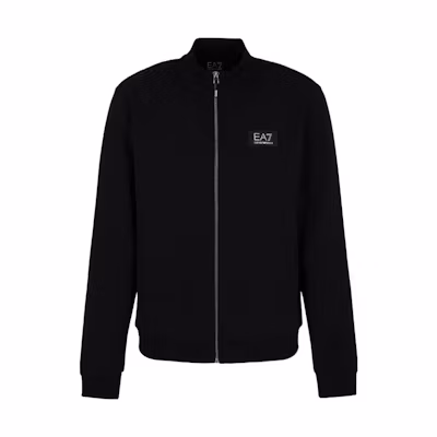 Emporio Armani EA7 SS24 Logo Print Zip Jacket Black 3DPM83-PJUEZ-1200