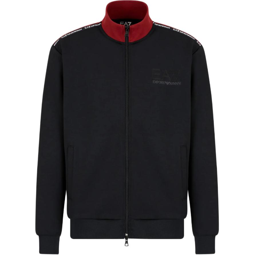 Emporio Armani EA7 SS24 Logo Zip-Up High Collar Sweatshirt Black 6DPM04-PJZZZ-1200
