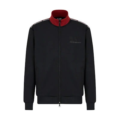 Emporio Armani EA7 SS24 Logo Zip-Up High Collar Sweatshirt Black 6DPM04-PJZZZ-1200