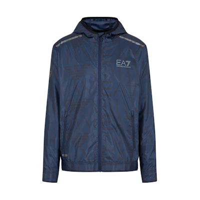 Emporio Armani EA7 SS24 Navy Logo Print Zip-Up Hoodie Jacket 3DPB02-PNFHZ-1554