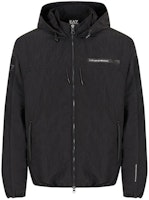 Emporio Armani EA7 SS24 Unisex Black Letter Numeric Patch Hooded Bomber Jacket. 3DPB19-PNFVZ-1200 Emporio Armani EA7 SS24 Unisex Black Letter Numeric Patch Hooded Bomber Jacket. 3DPB19-PNFVZ-1200