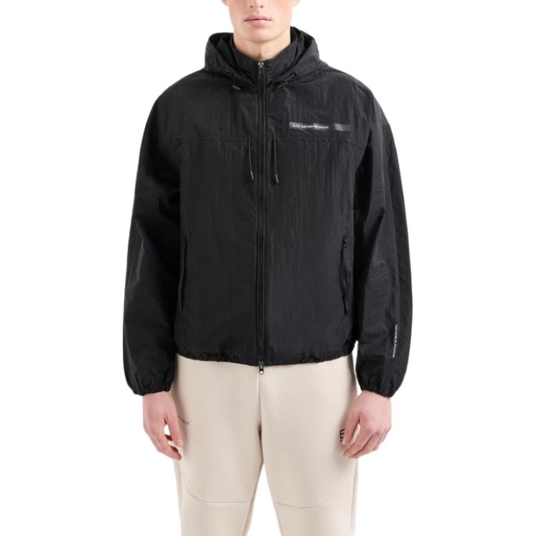 Lookbook エンポリオアルマーニ EA7 SS24 ユニセックス ブラック ナンバー パッチ フーデッドジャケット 3DPB19-PNFVZ-1200