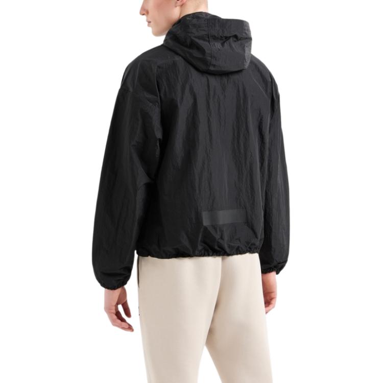 Shop エンポリオアルマーニ EA7 SS24 ユニセックス ブラック ナンバー パッチ フーデッドジャケット 3DPB19-PNFVZ-1200