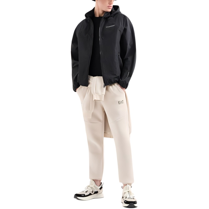 Purchase エンポリオアルマーニ EA7 SS24 ユニセックス ブラック ナンバー パッチ フーデッドジャケット 3DPB19-PNFVZ-1200