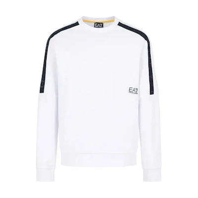 Emporio Armani EA7 SS24 White Logo Printed Crewneck Sweatshirt 3DPM56-PJEQZ-1100