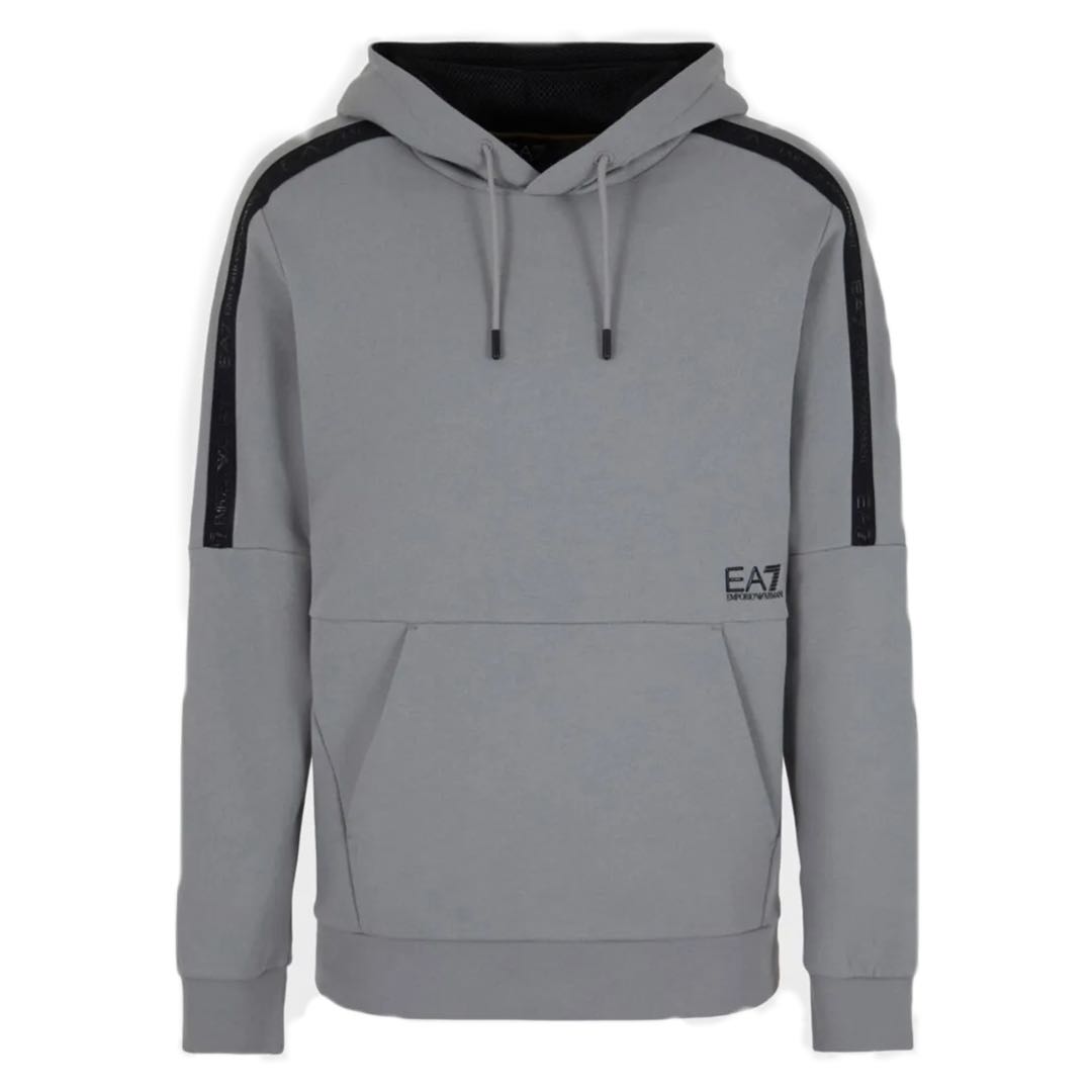 Emporio Armani EA7 Striped Logo Print Hoodie - Grey 3DPM57-PJEQZ-0923