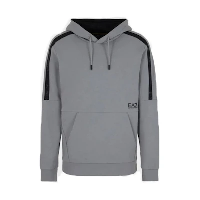 Emporio Armani EA7 Striped Logo Print Hoodie - Grey 3DPM57-PJEQZ-0923