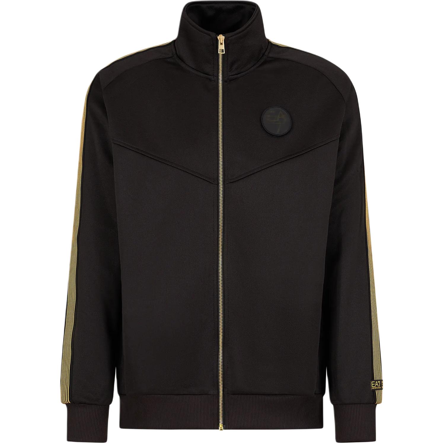 Emporio Armani EA7 Striped Logo Zip-Up Sweatshirt Men’s Black SS24 3DPM80-PJMTZ-1200