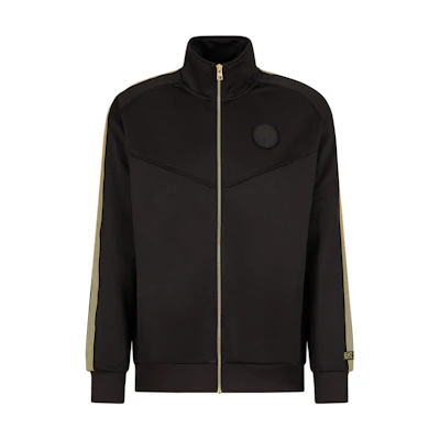 Emporio Armani EA7 Striped Logo Zip-Up Sweatshirt Men’s Black SS24 3DPM80-PJMTZ-1200