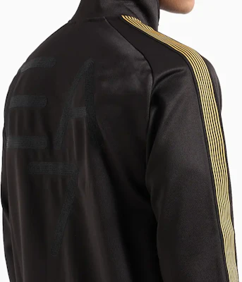 Emporio Armani EA7 Jaket Logo Garis Resleting Pria Hitam SS24 3DPM80-PJMTZ-1200 Lookbook Emporio Armani EA7 Jaket Logo Garis Resleting Pria Hitam SS24 3DPM80-PJMTZ-1200