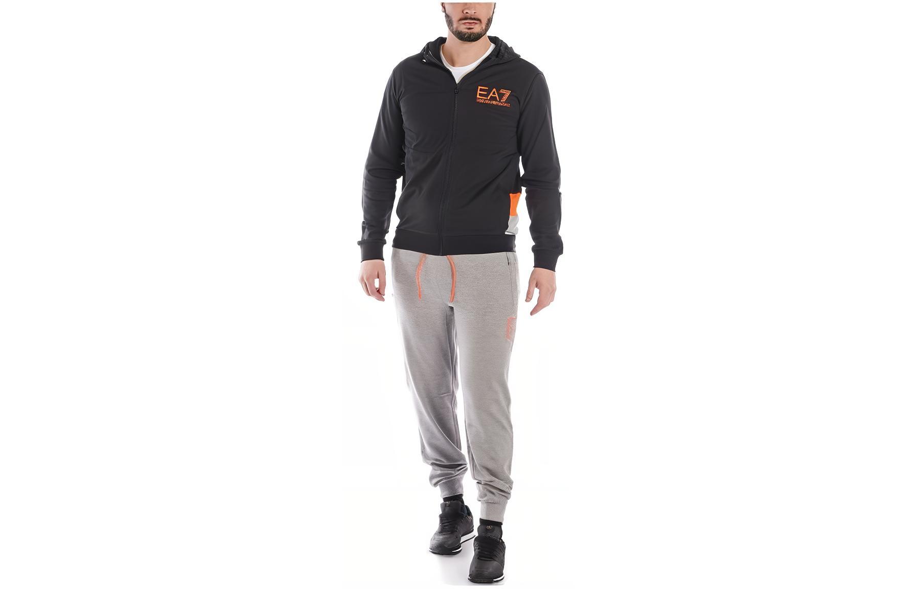 Emporio Armani EA7 Striped Zip Hoodie & Drawstring Sweatpants Set Menswear 3GVP68-PJ05Z-NERO