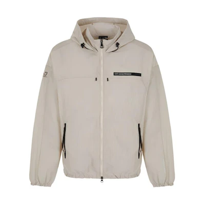 EMPORIO ARMANI EA7 Unisex Hooded Zip-Up Bomber Jacket SS24 Light Beige 3DPB19-PNFVZ-1946