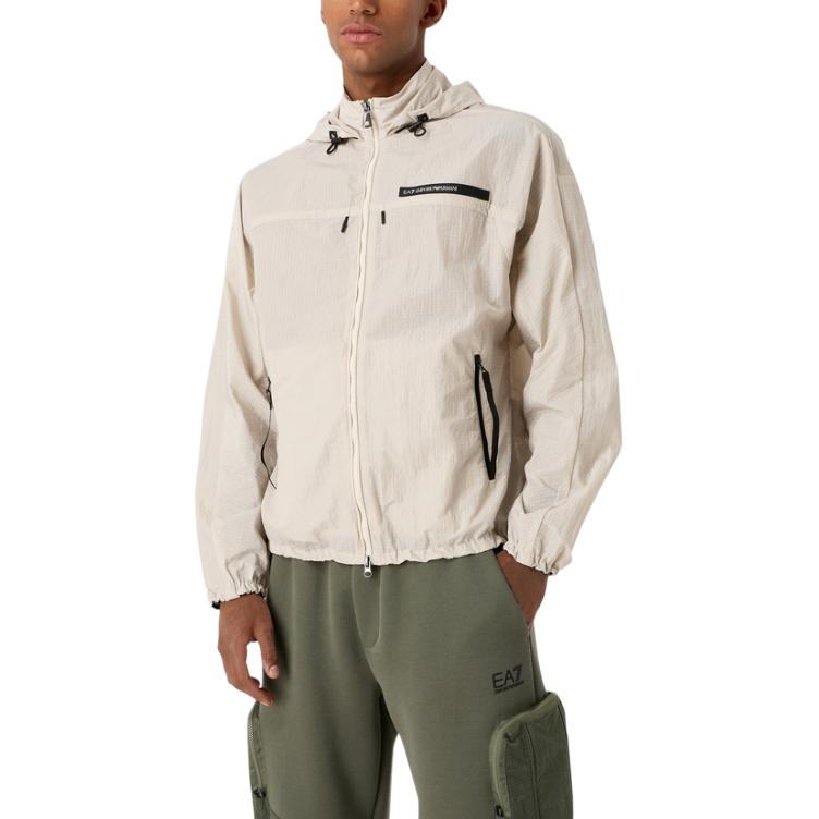 EMPORIO ARMANI EA7 Unisex Hooded Zip-Up Bomber Jacket SS24 Light Beige 3DPB19-PNFVZ-1946 圖 3