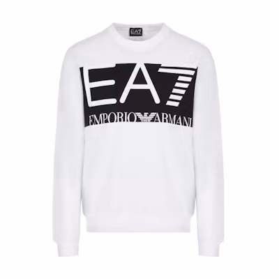 Emporio Armani EA7 White Colorblock Print Long-Sleeve Sweatshirt 6LPM51-PJFGZ-1100