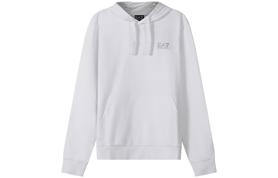 Emporio Armani EA7 White Cotton Logo Hoodie SS22 Collection 8NPM04-PJ05Z-0100
