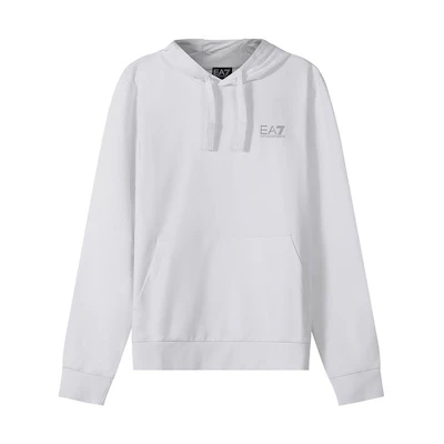 Emporio Armani EA7 White Cotton Logo Hoodie SS22 Collection 8NPM04-PJ05Z-0100