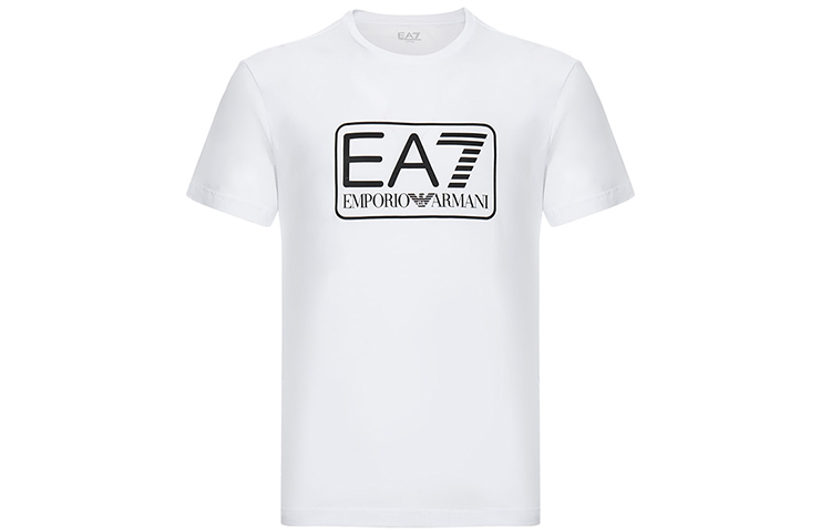 Emporio Armani EA7 White Cotton Logo Print T-Shirt 8NPT10-PJNQZ-1100