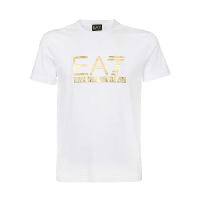 Emporio Armani EA7 White Crew Neck T-Shirt with Logo Print. 3KPT87-PJM9Z-1100