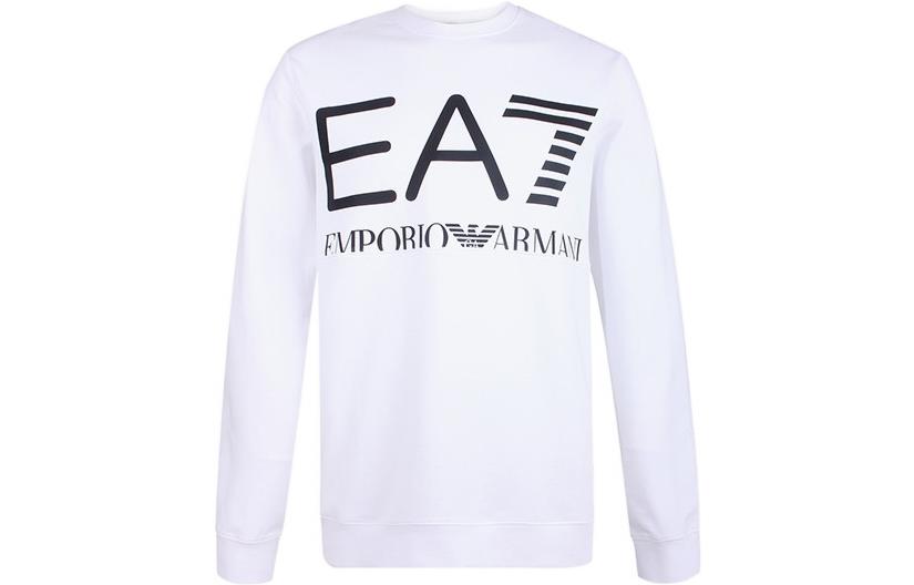 Emporio Armani EA7 White Crewneck Sweatshirt with Letter Print SS22 6KPM68-PJBWZ-1100