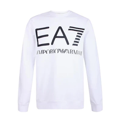 Emporio Armani EA7 White Crewneck Sweatshirt with Letter Print SS22 6KPM68-PJBWZ-1100