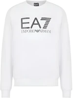 Emporio Armani EA7 White Crewneck Sweatshirt with Logo Print 3LPM54-PJEQZ-1100 Emporio Armani EA7 White Crewneck Sweatshirt with Logo Print 3LPM54-PJEQZ-1100