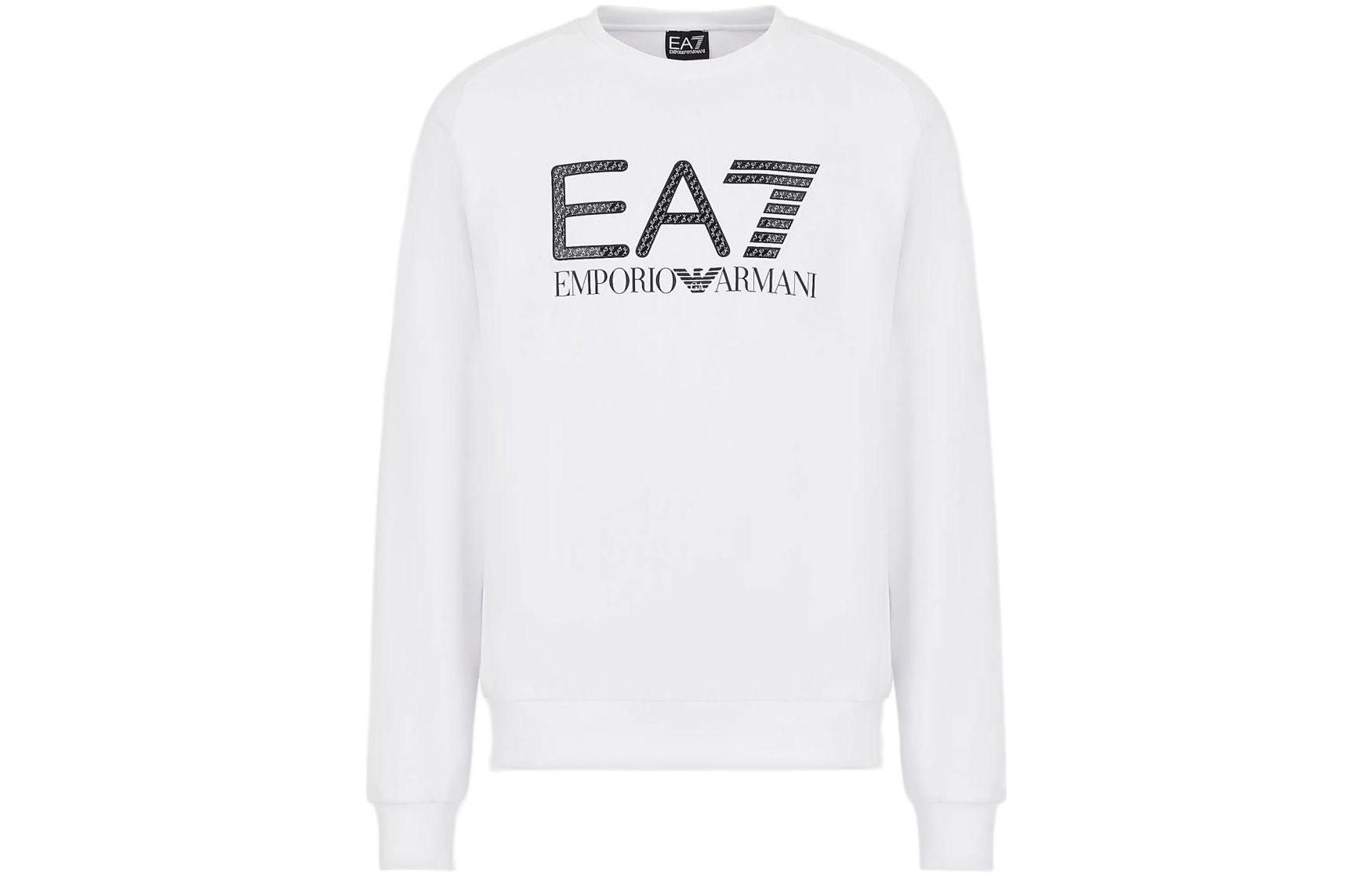 Order Emporio Armani EA7 白色圓領徽標印花運動衫 3LPM54-PJEQZ-1100