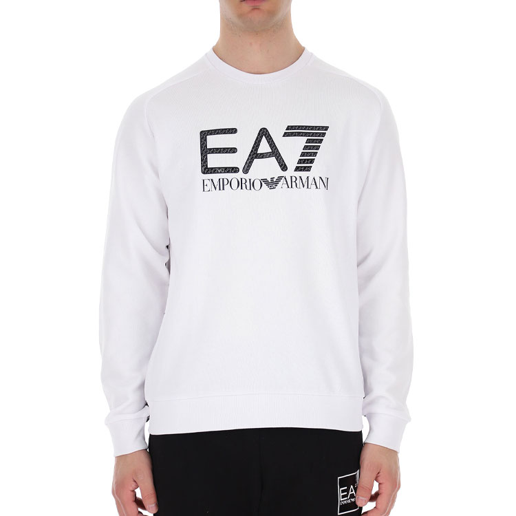 Lookbook Emporio Armani EA7 白色圓領徽標印花運動衫 3LPM54-PJEQZ-1100