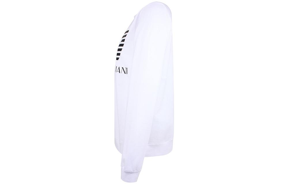 Shop 安普里奥阿玛尼EA7白色字母印花圆领卫衣 SS22 6KPM68-PJBWZ-1100