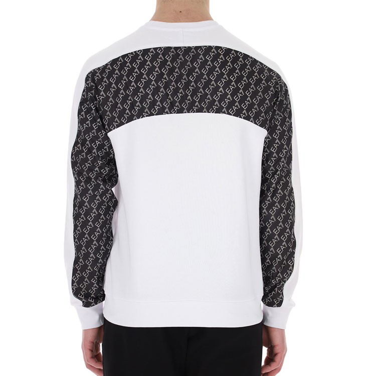Shop Emporio Armani EA7 白色圓領徽標印花運動衫 3LPM54-PJEQZ-1100