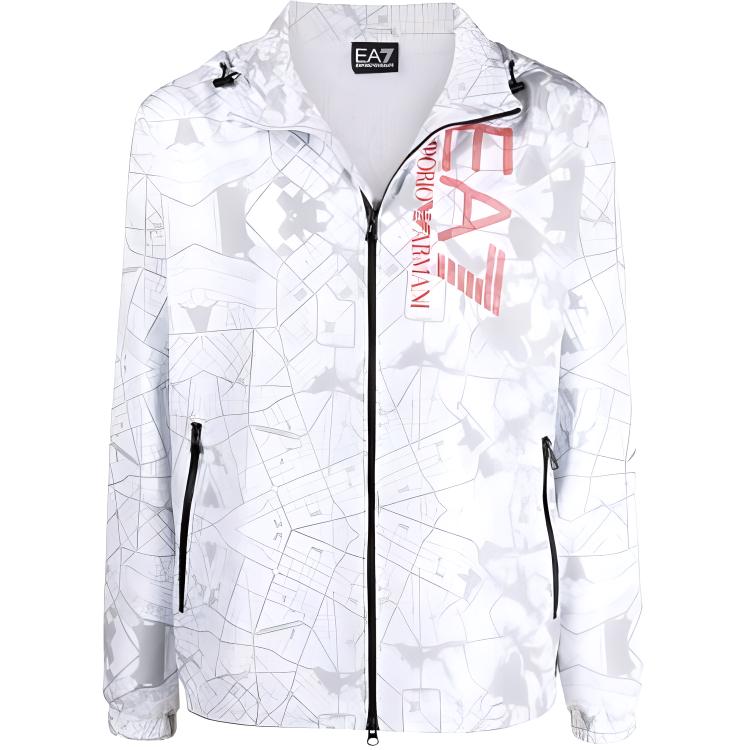 Emporio Armani EA7 White Drawstring Hooded Jacket 3KPB09-PNC3Z-2112