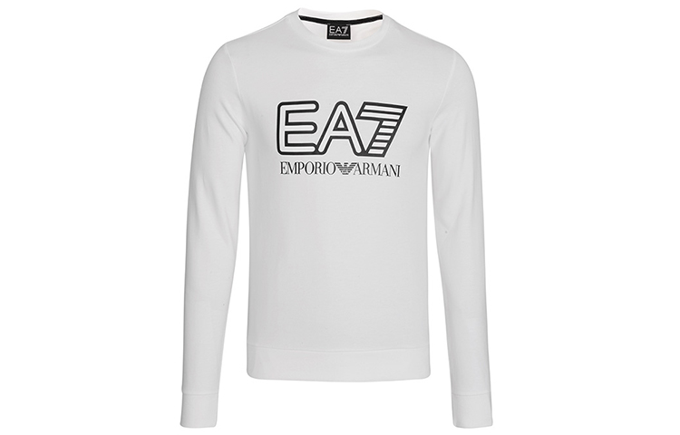 Emporio Armani EA7 White Graphic Crewneck Long-Sleeve Sweatshirt 6HPM60-PJ05Z-1100