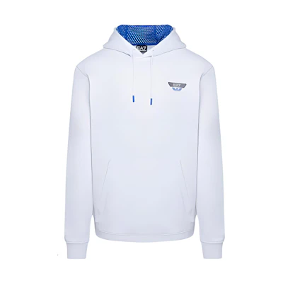 Emporio Armani EA7 White Hoodie with Eagle Logo and Letter Print 6LPM72-PJEQZ-1100