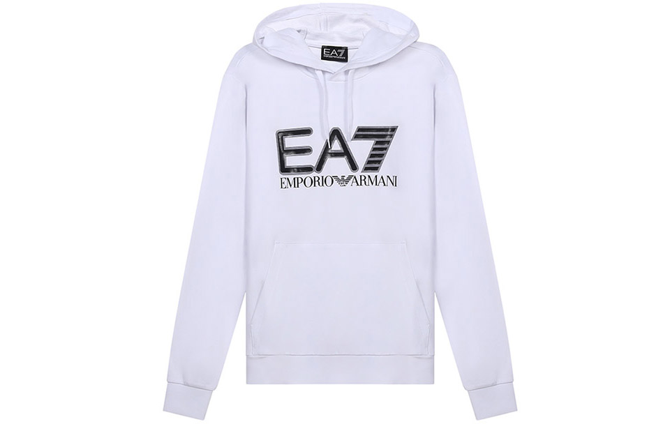Emporio Armani EA7 White Hoodie with Letter Logo Design 6KPM62-PJ05Z-1100