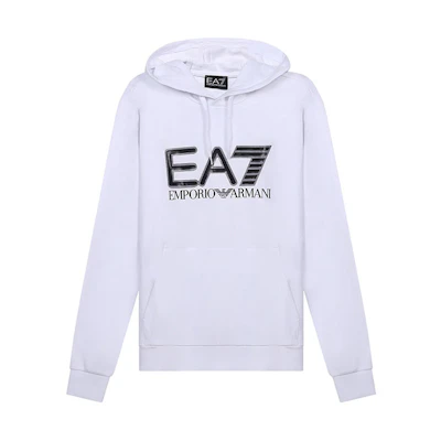Emporio Armani EA7 White Hoodie with Letter Logo Design 6KPM62-PJ05Z-1100