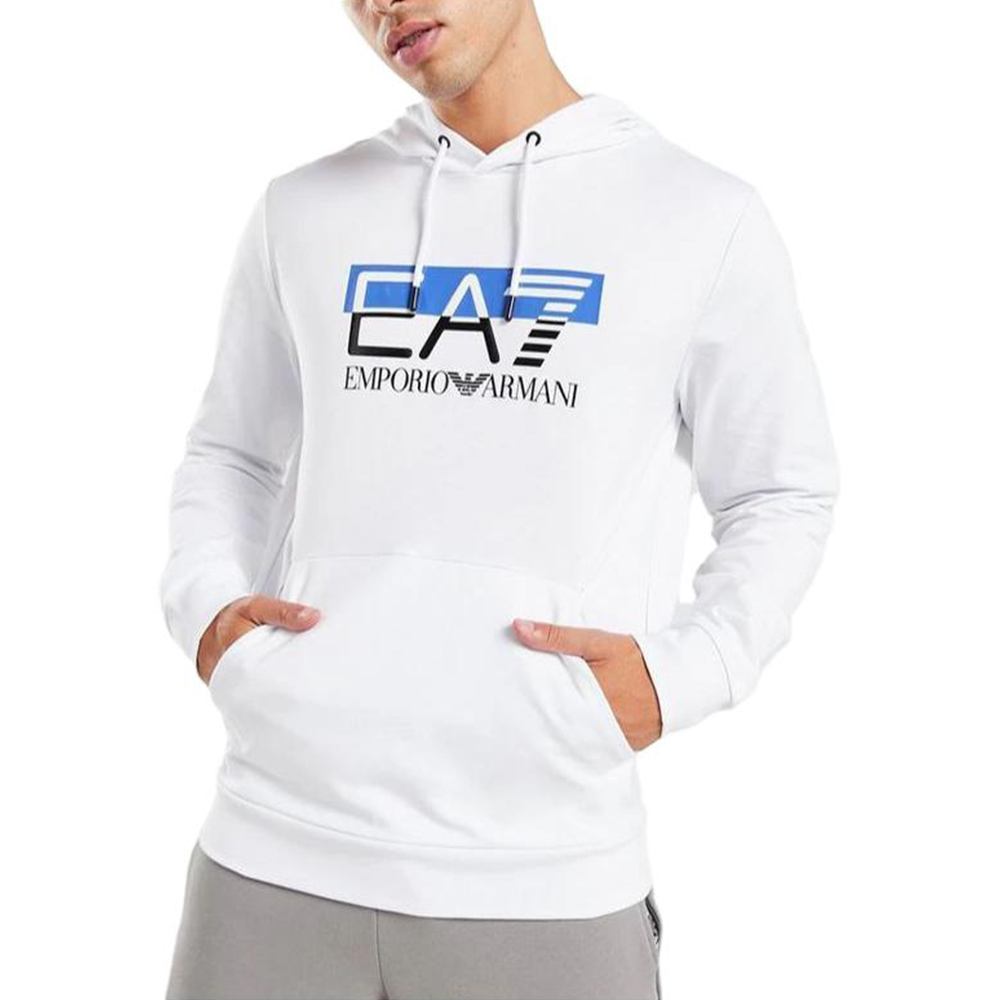 Emporio Armani EA7 White Hoodie with Logo Print 6RPM62-PJ05Z-1100