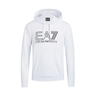Emporio Armani EA7 White Hoodie with Logo Print and Lettering 3KPMD6-PJ05Z-1100