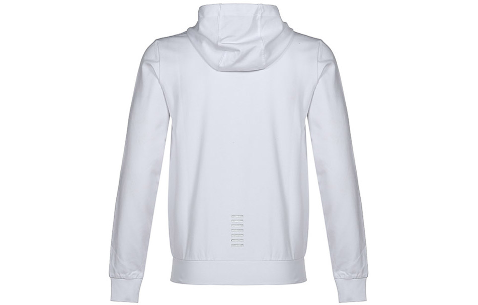 Lookbook Emporio Armani EA7 Hoodie Putih dengan Logo Cetakan & Zip Penutup 8NPM03-PJ05Z-0100