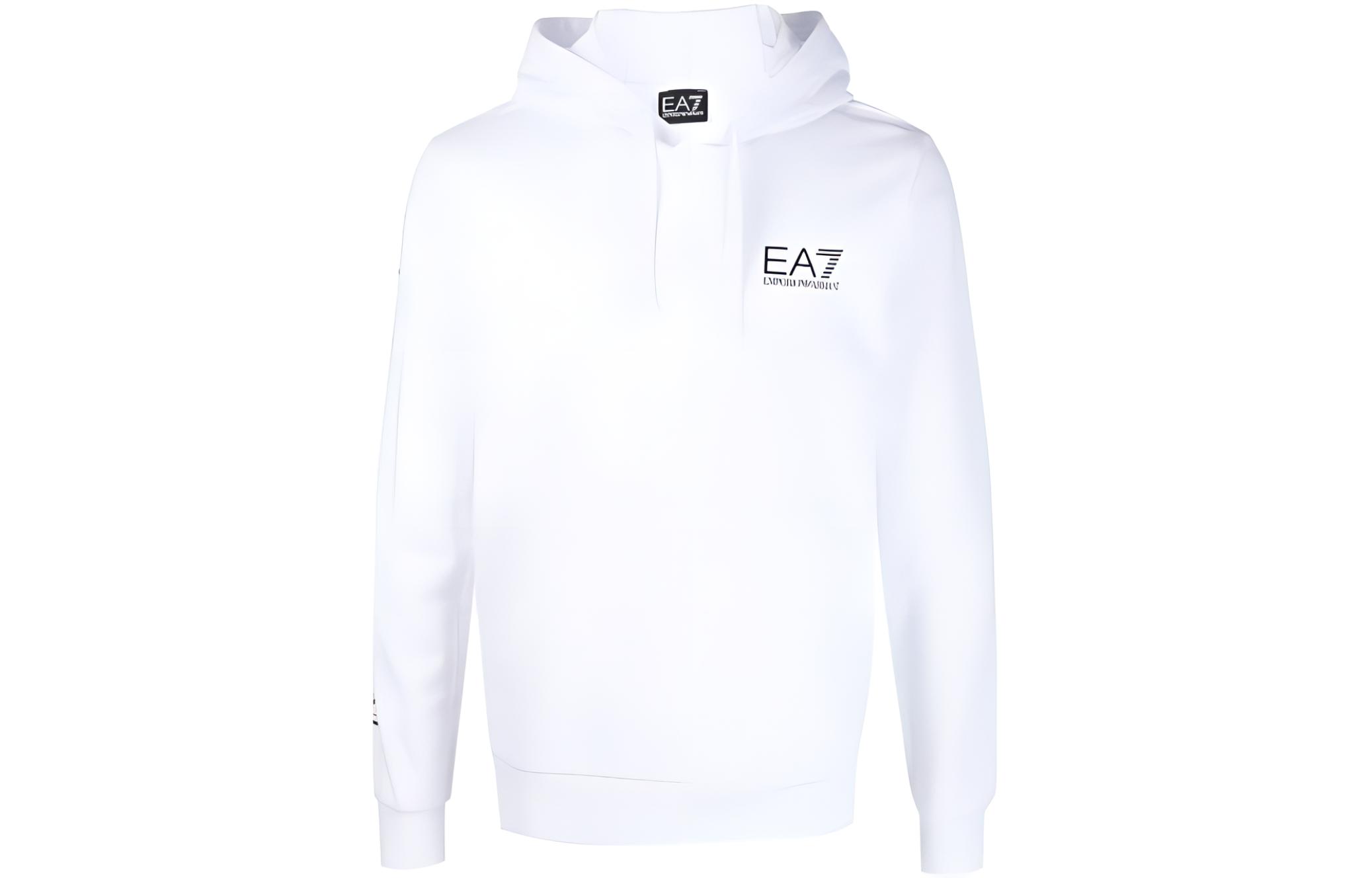 Emporio Armani EA7 White Logo Hoodie Long-Sleeve Sweater 8NPM18-PJ05Z-1101