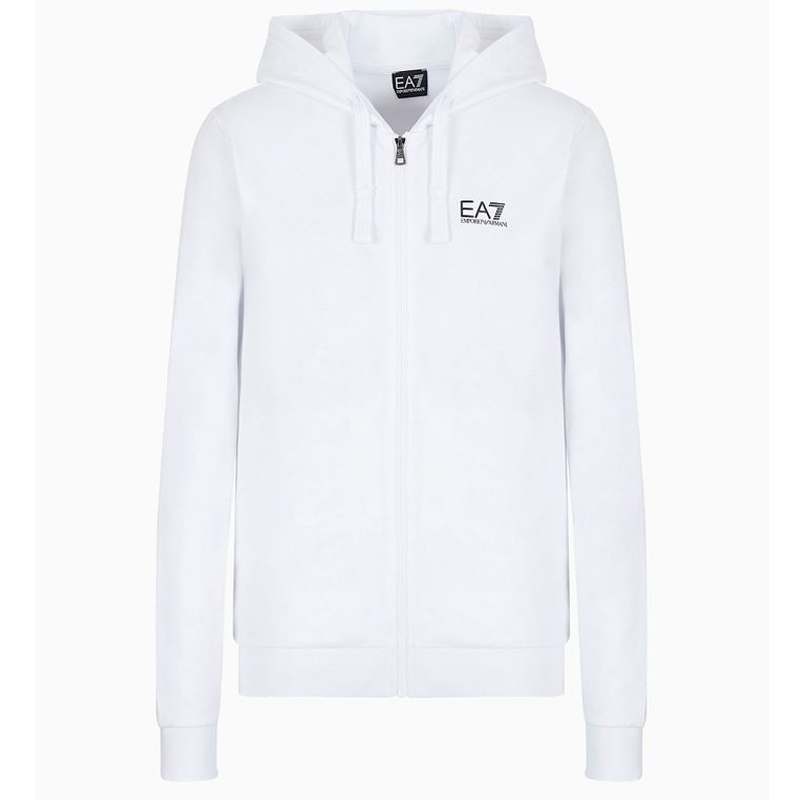 Emporio Armani EA7 White Logo Hoodie Zip-Up Jacket Sweatshirt 8NPM03-PJ05Z-1100
