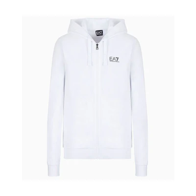 Emporio Armani EA7 White Logo Hoodie Zip-Up Jacket Sweatshirt 8NPM03-PJ05Z-1100