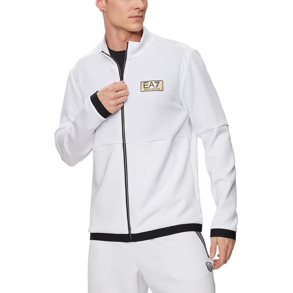 Emporio Armani EA7 White Logo Loose Fit High Neck Zip Jacket 3DPM09-PJUZZ-1100