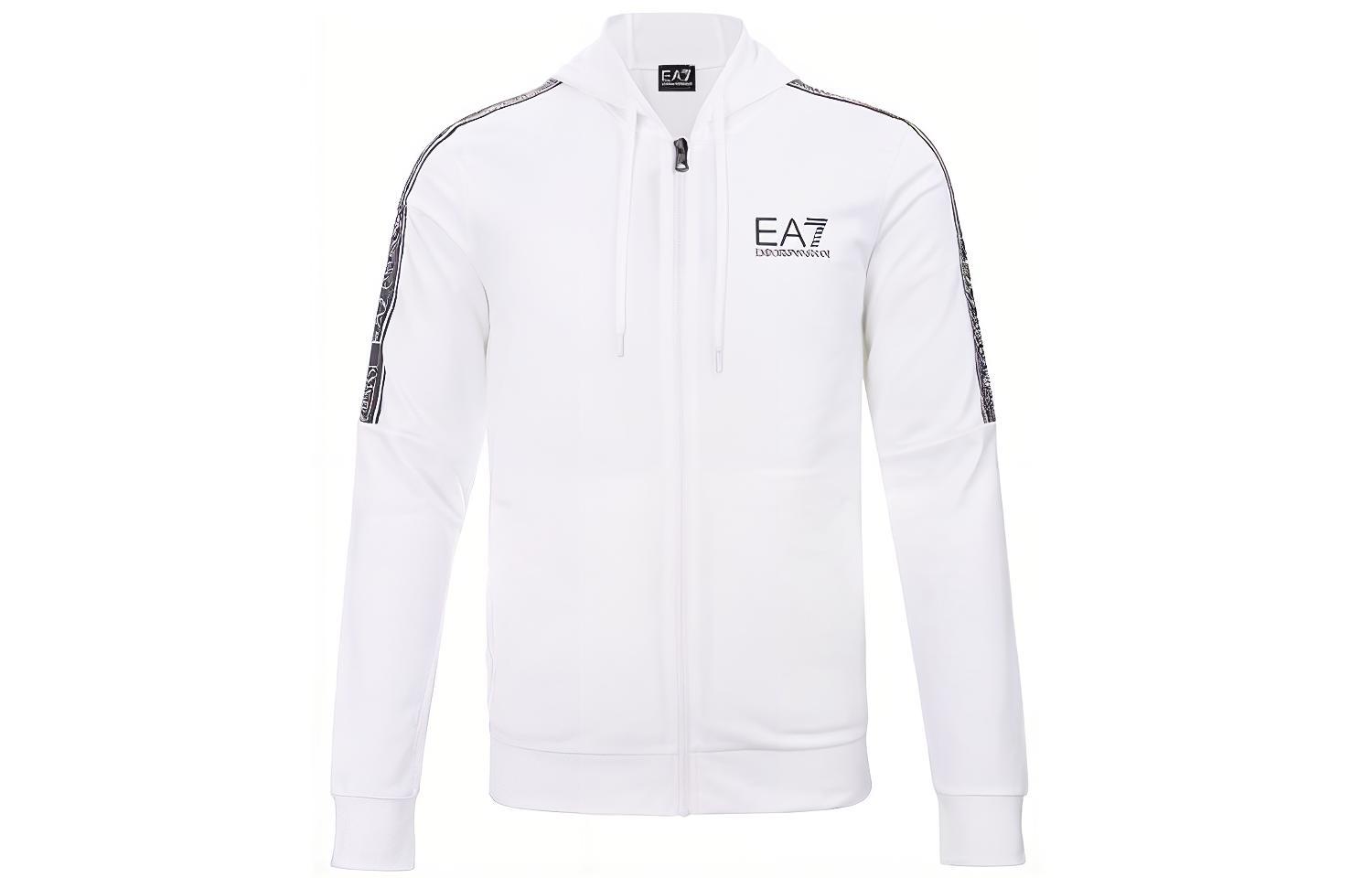 Order Emporio Armani EA7 Jaket Sweatshirt Putih Logo Zip Kasual 3HPM24-PJ05Z-1100