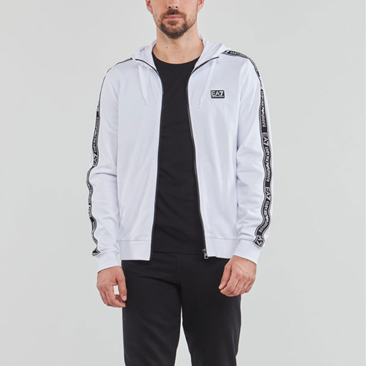 Shop Emporio Armani EA7 Jaket Sweatshirt Putih Logo Zip Kasual 3HPM24-PJ05Z-1100