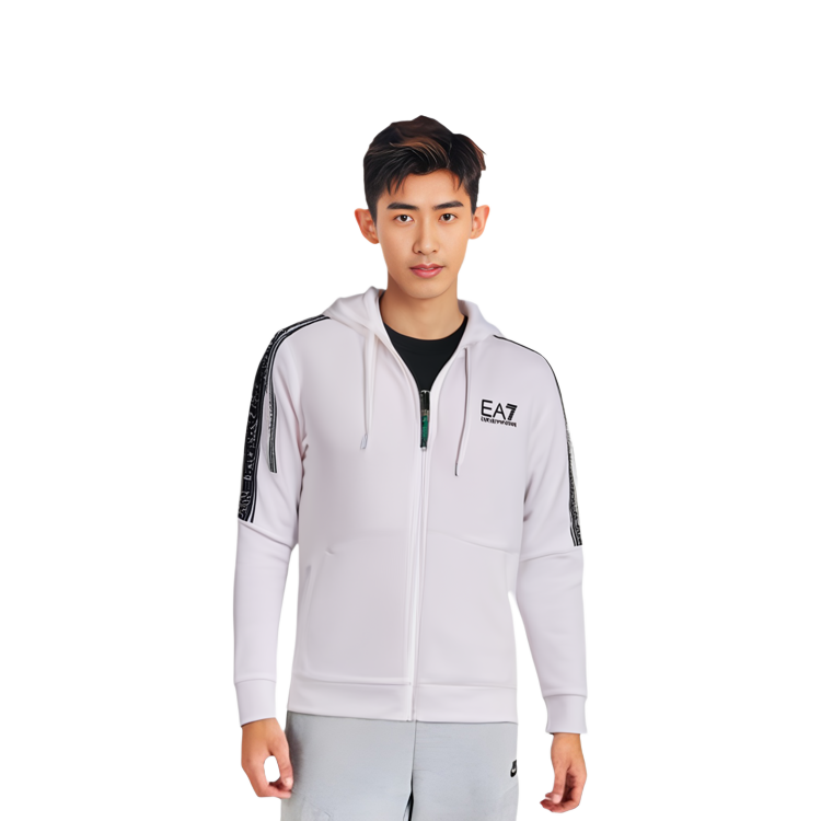 Purchase Emporio Armani EA7 Jaket Sweatshirt Putih Logo Zip Kasual 3HPM24-PJ05Z-1100
