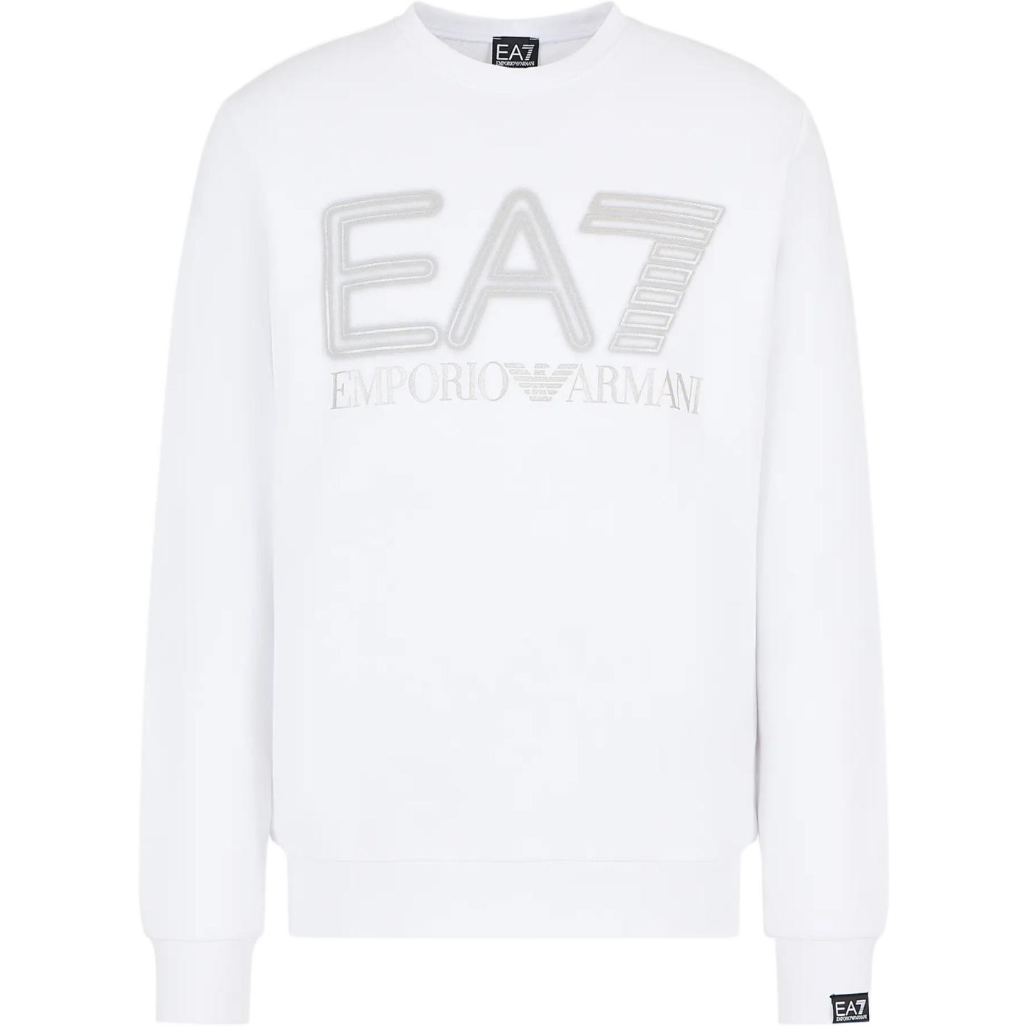 Emporio Armani EA7 White Logo Print Crewneck Pullover Long Sleeve Sweatshirt 3DPM63-PJSHZ-1100 圖 2