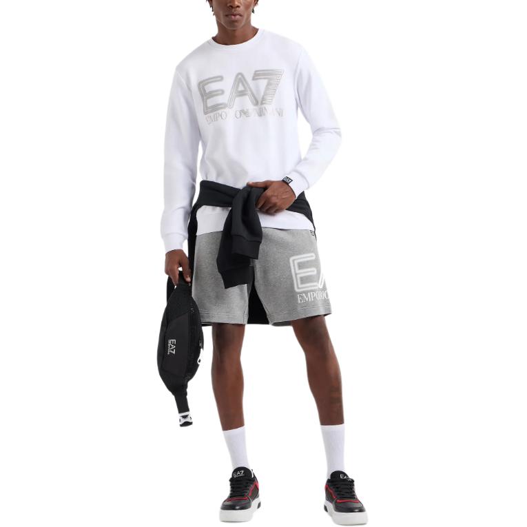 Emporio Armani EA7 White Logo Print Crewneck Pullover Long Sleeve Sweatshirt 3DPM63-PJSHZ-1100 圖 4