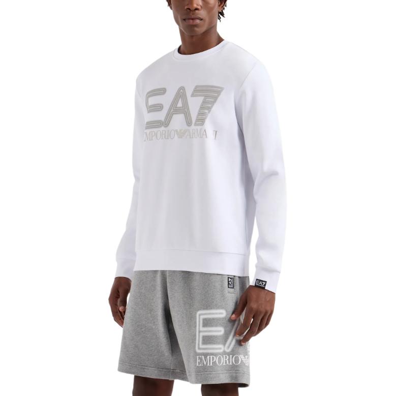 Emporio Armani EA7 White Logo Print Crewneck Pullover Long Sleeve Sweatshirt 3DPM63-PJSHZ-1100 圖 5