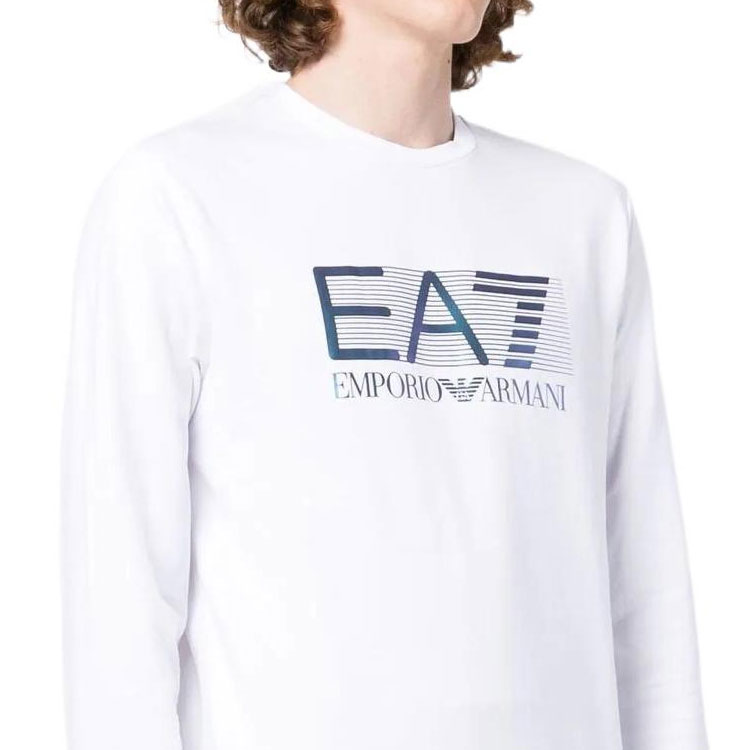 Emporio Armani EA7 White Logo Print Crewneck Pullover Sweatshirt SS22 6LPM60-PJ05Z-1100 圖 6