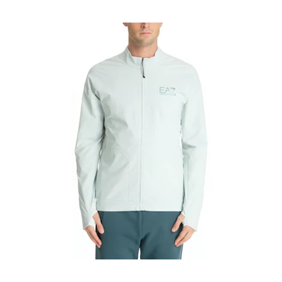 Emporio Armani EA7 White Logo Print Half-Zip High-Neck Jacket 3DPM31-PNFWZ-1133